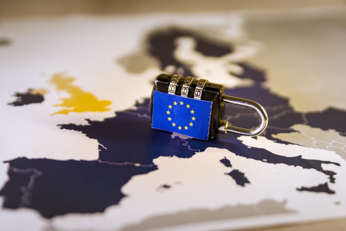 Padlock,Over,Eu,Map,,Symbolizing,The,Eu,General,Data,Protection