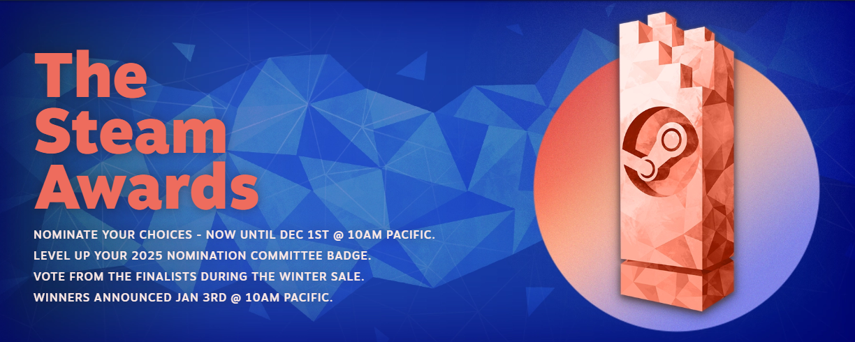 Nominasjonene er nå åpne for 2025 Steam Awards -
