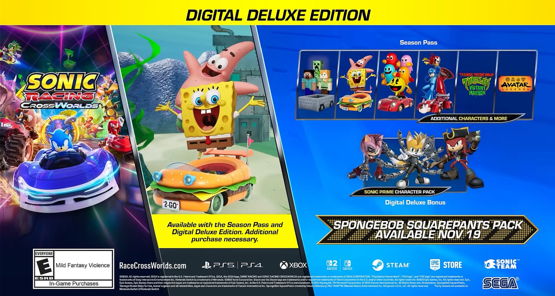 SvampeBob blir med på Sonic Racing: Crossworlds neste uke