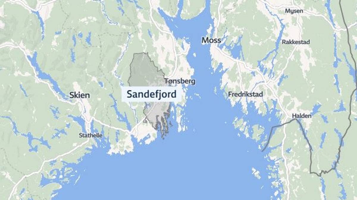 Kartet viser Sandefjord