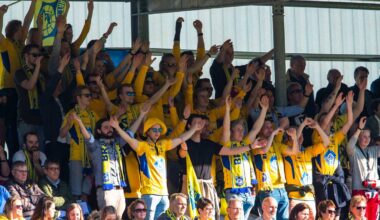 NM fotball 2018: Brattvåg - Rosenborg. Brattvågs supportere under kampen mellom Brattvåg og Rosenborg i 3. runde av cupen på Brattvåg stadion.