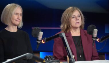 Renate Larsen og Marit Lind i studio i Tromsø under Debatten.