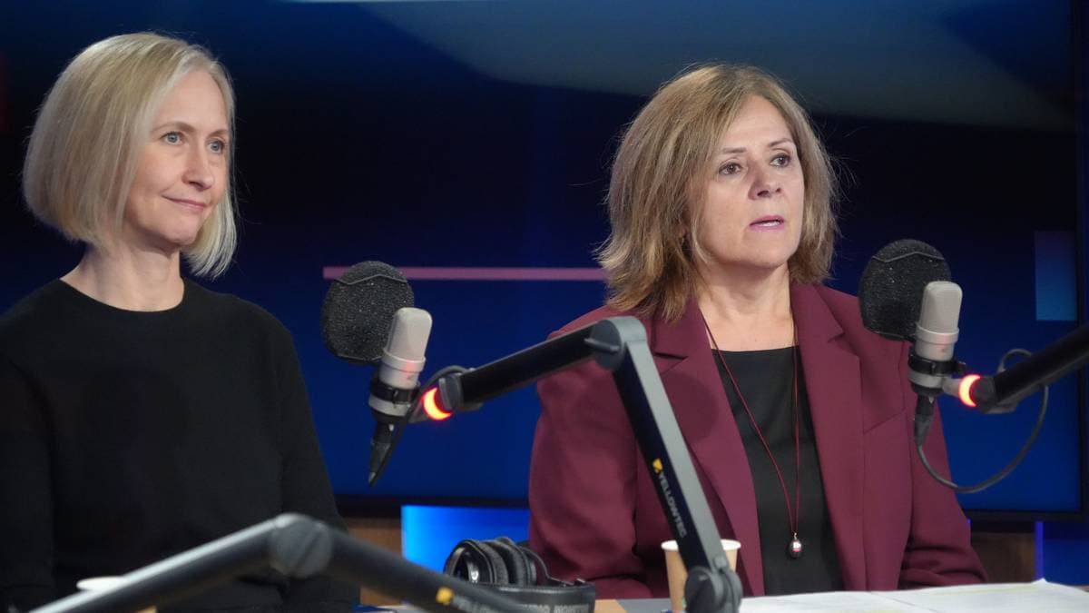 Renate Larsen og Marit Lind i studio i Tromsø under Debatten.
