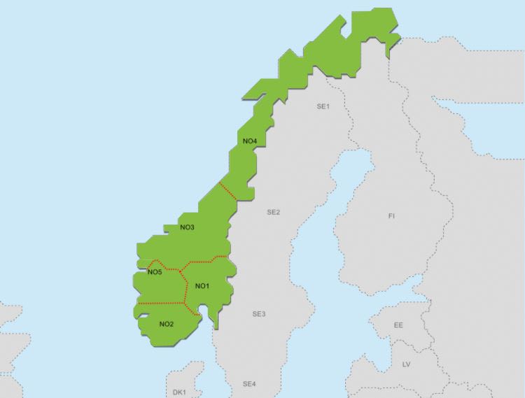 BILLIGERE I NORD: Norge er fordelt i fem soner for strøm. Nord-Norge er forventet å få de laveste prisene gjennom 2026.
