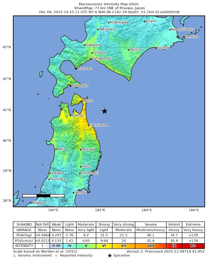 Tsunami­varsel i Japan etter jordskjelv