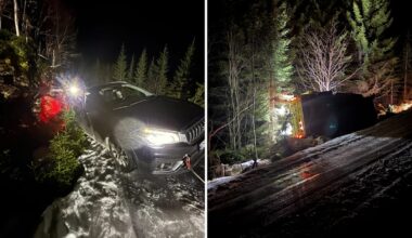 Bilberging på Skreia i Toten endte med grøftedrama på hålkeføre