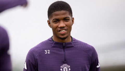 Chido Obi på United-trening på Carrington, 17. oktober 2025.