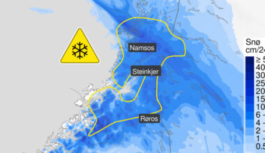 Gult farevarsel for snø i Trøndelag