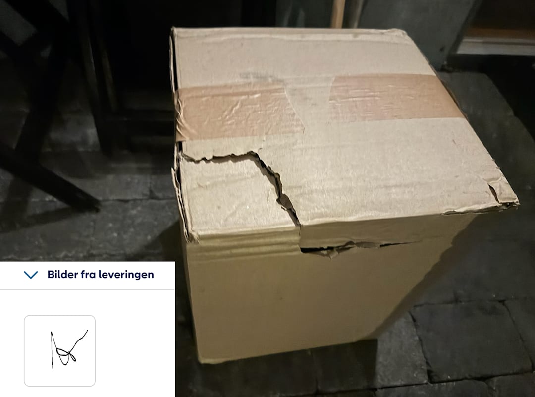Budsjåfør fra PostNord leverte pakke med skadet emballasje – kvitterte for mottak selv