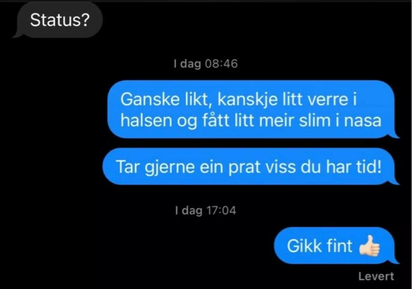 TEKSTMELDING: Anders Øverby og Johan-Olav Botn tekstet fram og tilbake før normalprogrammet som Botn endte opp med å vinne. Foto: Johan-Olav Botn / Privat