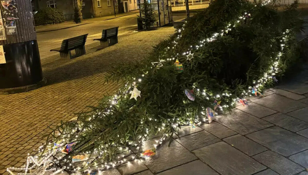 Julegrana i Flekkefjord sagd ned