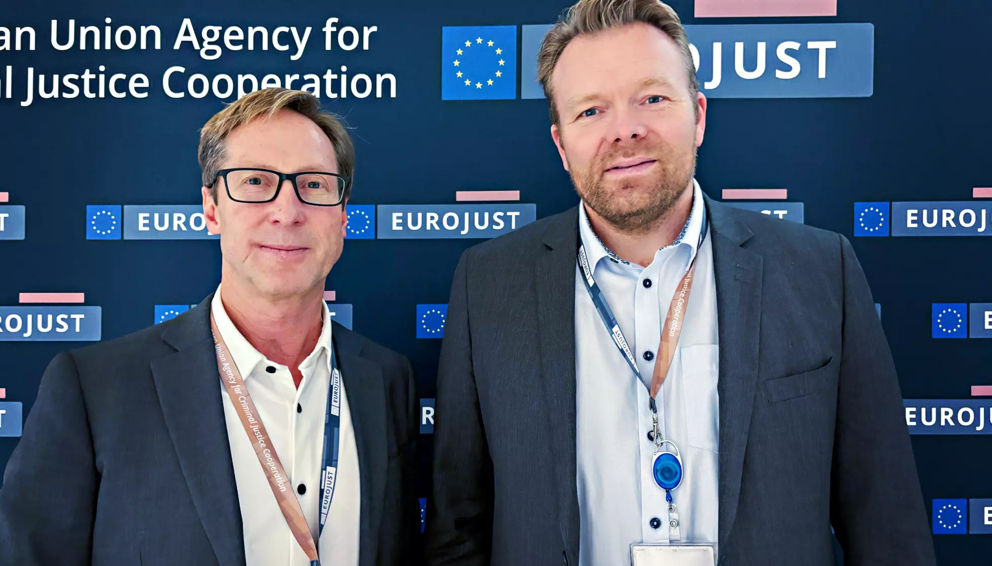 BEKYMRET: Sambandsstatsadvokat Rudolf Christoffersen og sambandspolitiadvokat Knut Jostein Sætnan i Eurojust er bekymret over manglende tilgang på EU-verktøy. Foto: Angelica Hagen / Dagbladet