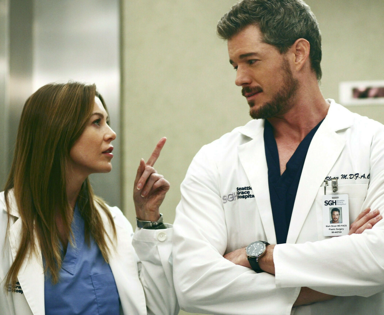 MC STEAMY: Eric er for mange kjent som Mark Sloan, også kalt «McSteamy», i den populære serien «Grey’s Anatomy». Her med skuespillerkollega Ellen Pompeo. Foto: Scott Garfield/Abc-Tv/Kobal/REX/NTB