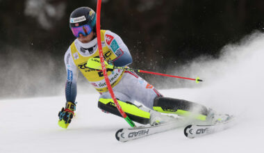 Atle Lie McGrath på skuddhold etter første omgang i Alta Badia-slalåmen