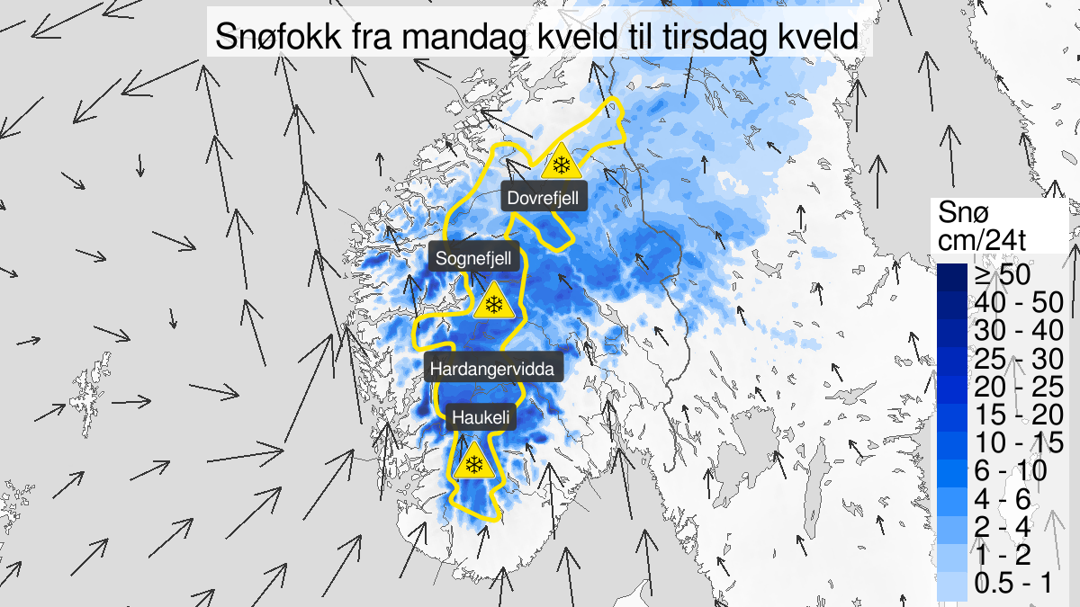 Vær, Trafikk | Det er sendt ut gult farevarsel for snøfokk i fjellet, og det gjelder Kvikne