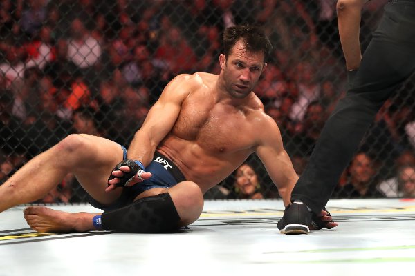 LAS VEGAS, NEVADA - JULY 06: Luke Rockhold of the United States looks on after being knocked out by Jan Blachowicz of Poland during their UFC 239 Light Heavyweight bout at T-Mobile Arena on July 06, 2019 in Las Vegas, Nevada. (Photo by Sean M. Haffey/Getty Images)