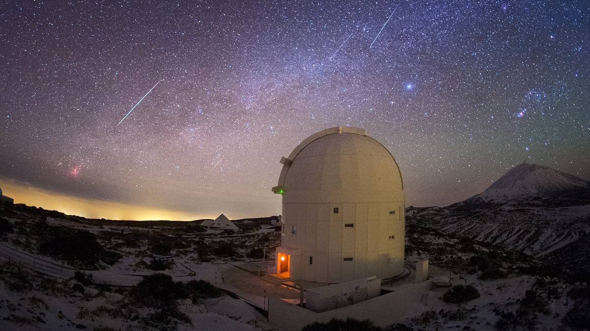 Geminidemeteorer sett fra Observatoriet i Teide