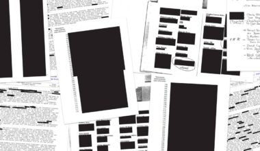 Kollage av Epstein-dokumenter