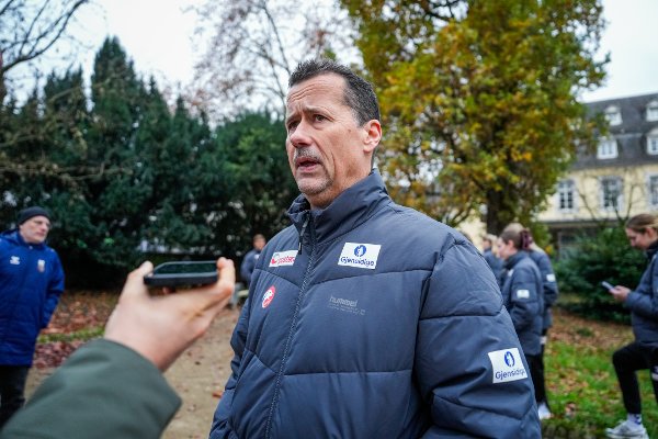 Trier, Tyskland 20251126. 
Trener Ole Gustav Gjekstad under et pressetreff med håndballjentene dagen før VM-kampen mot Sør-Korea i Trier.
Foto: Beate Oma Dahle / NTB