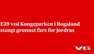 E39 ved Kongeparken i Rogaland stengt grunnet fare for jordras