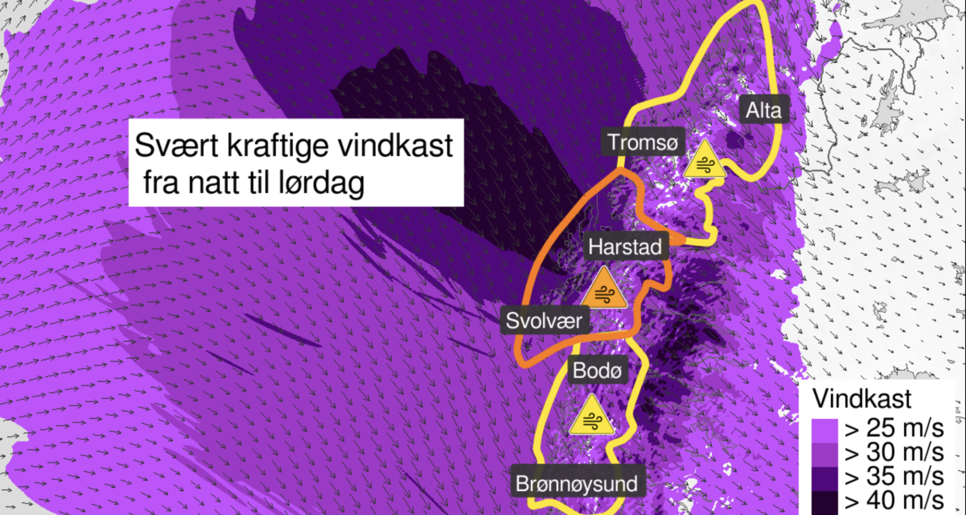 Vær, Yr.no | Varsler opp til full storm på kysten – fare for innstilte avganger