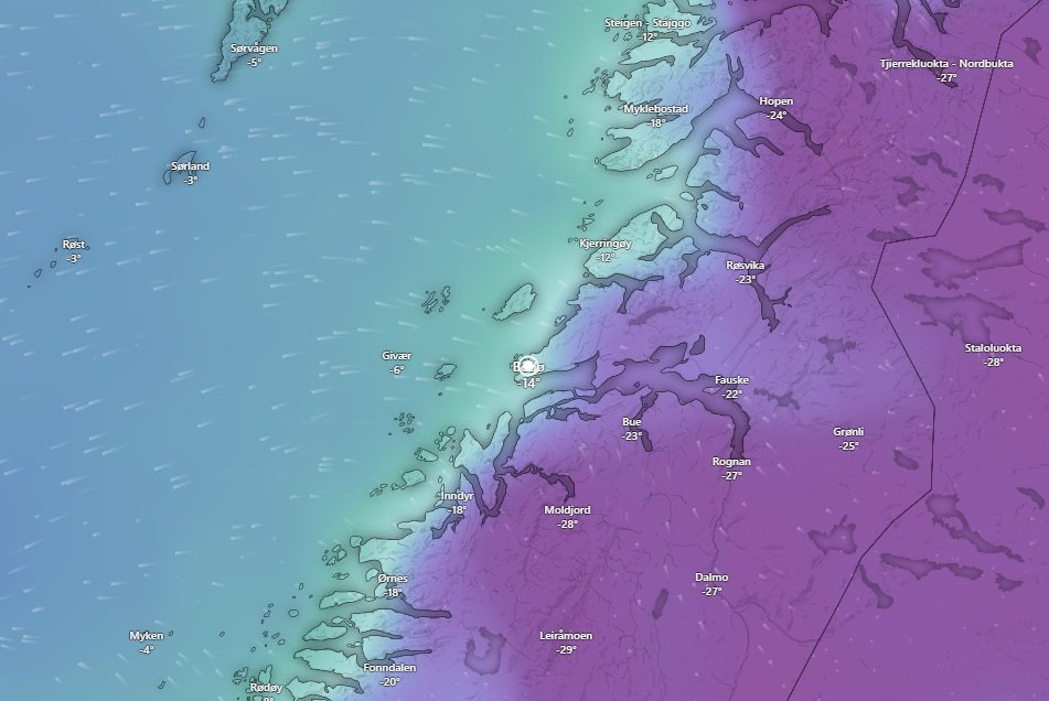 Vær, Saltdal | Sibir-kulde på vei - Avisa Nordland