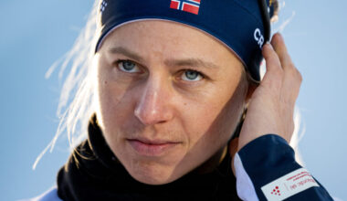 Tiril Kampenhaug Eckhoff of Norway after women's 7,5 km biathlon sprint during the IBU World Cup on March 18, 2023 in Oslo.