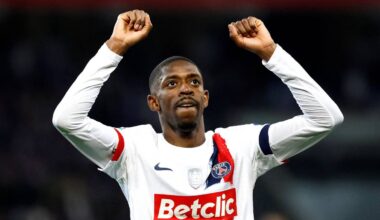 Ousmane Dembele jubler i PSG-drakt