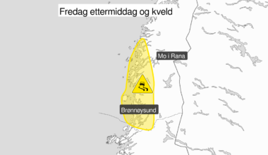 Gult farevarsel, Underkjølt regn | Gult farevarsel: Venter underkjølt regn og glatte veier