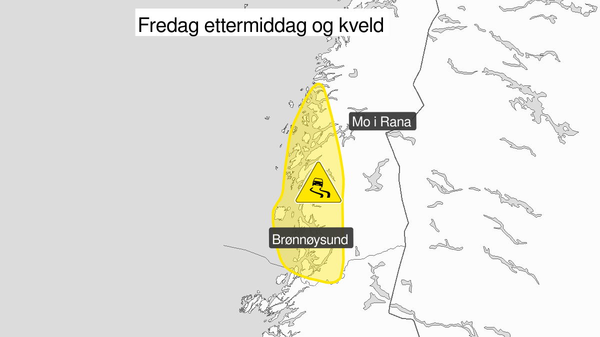 Gult farevarsel, Underkjølt regn | Gult farevarsel: Venter underkjølt regn og glatte veier
