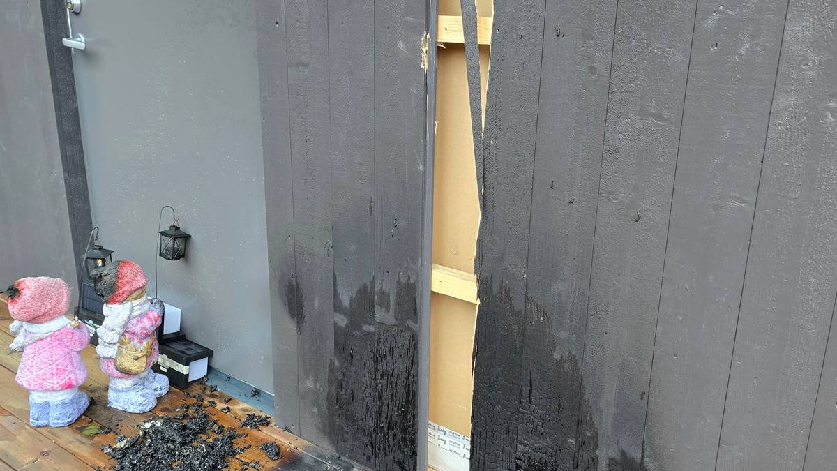 En husvegg der det har brent