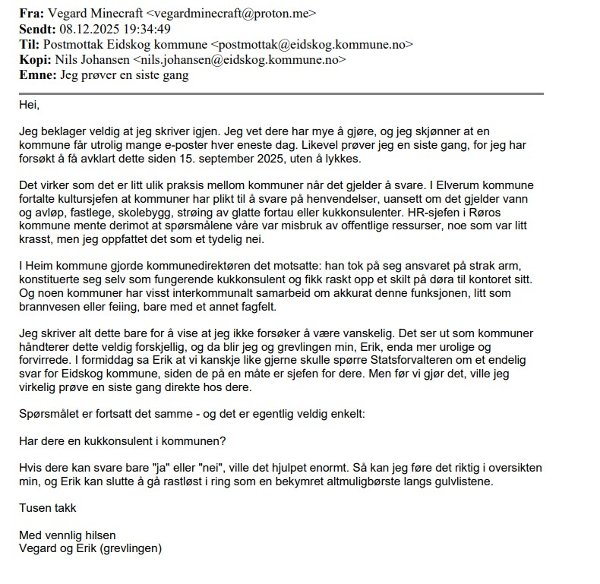 MAIL: Denne mailen har flere kommuner rundt om i Norge mottatt. 