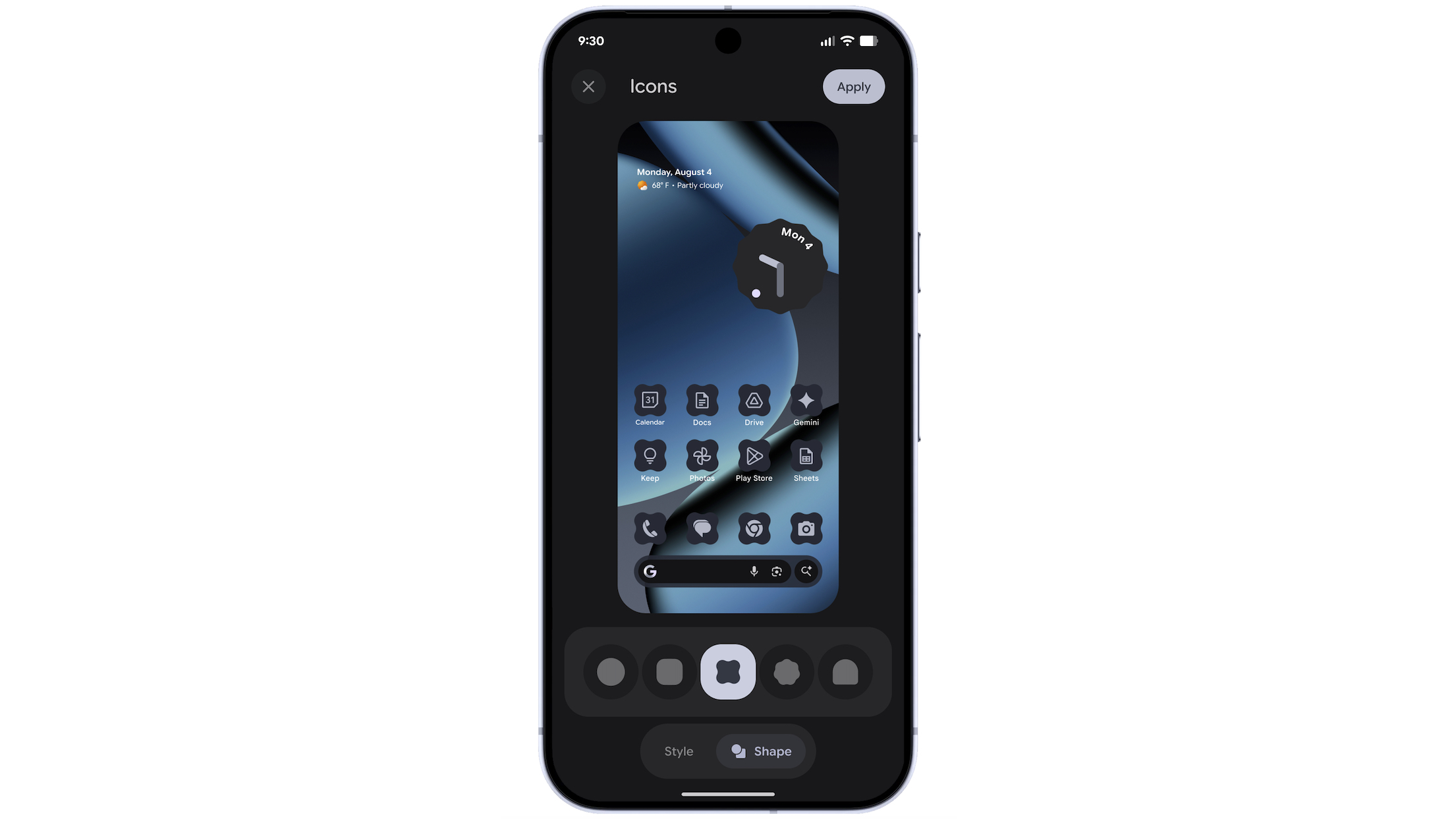 Tilpassede ikoner i Android 16