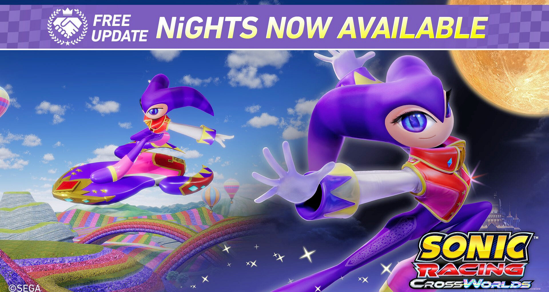 Nights er nå klar til å herske på veiene i Sonic Racing: Crossworlds