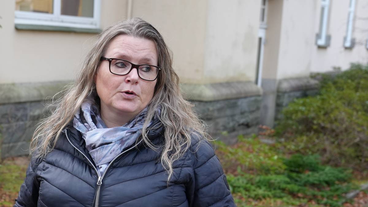 MS-pasient Reidun Tjønn Rinde ifm. eit møte ved Haukeland universitetssjukehus.