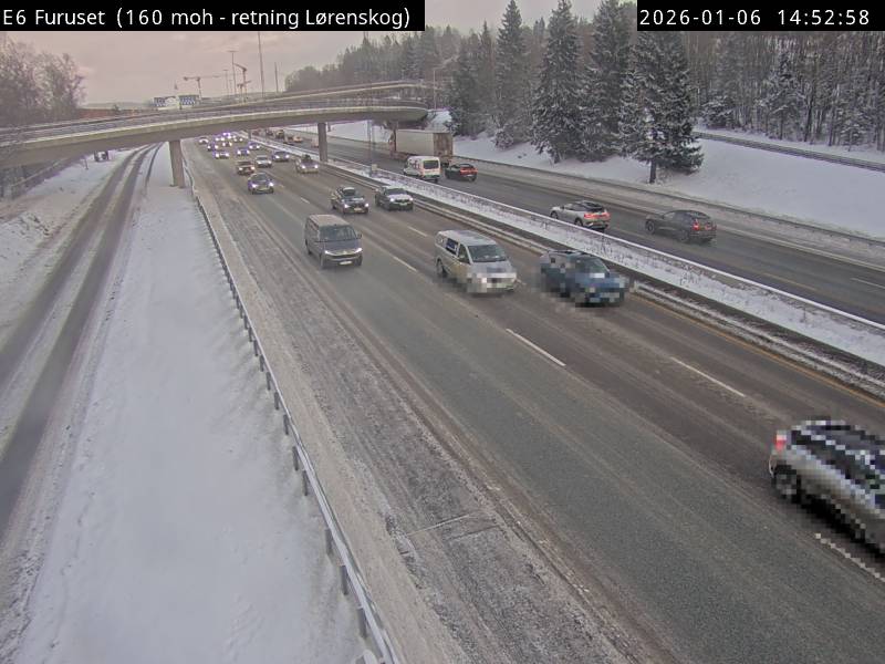 NÅ: E6 Furuset. Retning Alnabru. Webkamera: Statens vegvesen