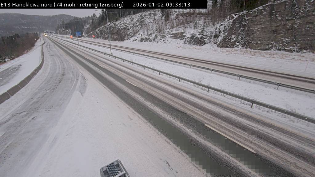 E18 Hanekleiva nord. Retning Tønsberg. Webkamera: Statens vegvesen