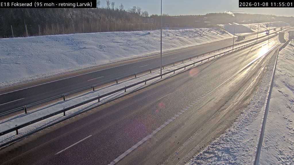 E18 Fokserød. Retning Larvik. Webkamera: Statens vegvesen