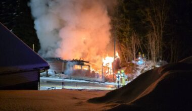 En brann på en bygning