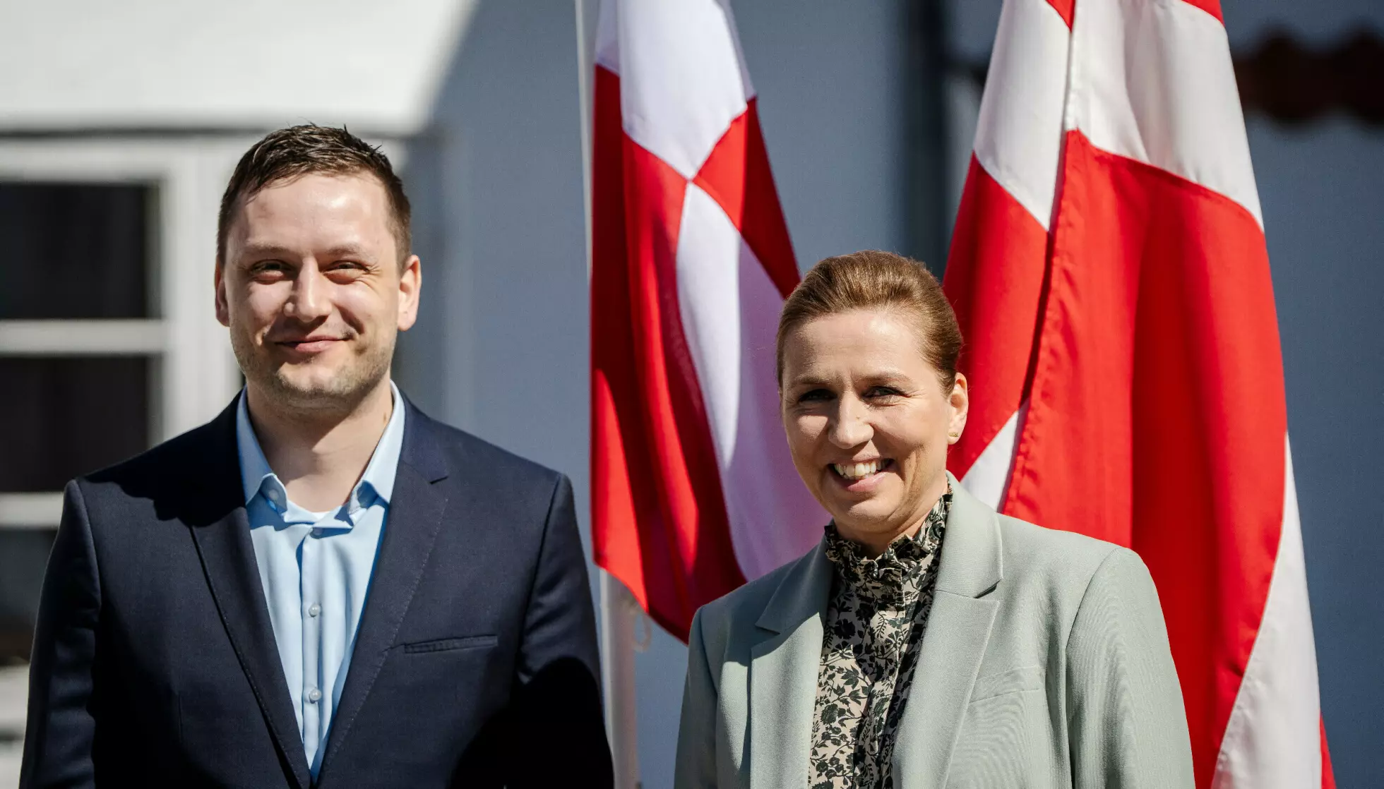 - RESPEKTLØST: Danmarks statsminister Mette Frederiksen sammen med Grønlands regjeringssjef Jens-Frederik Nielsen under et møte i april i fjor. Begge reagerer kraftig på nye amerikanske utspill om Grønland. Foto: Mads Claus Rasmussen/Ritzau Scanpix via AP / NTB