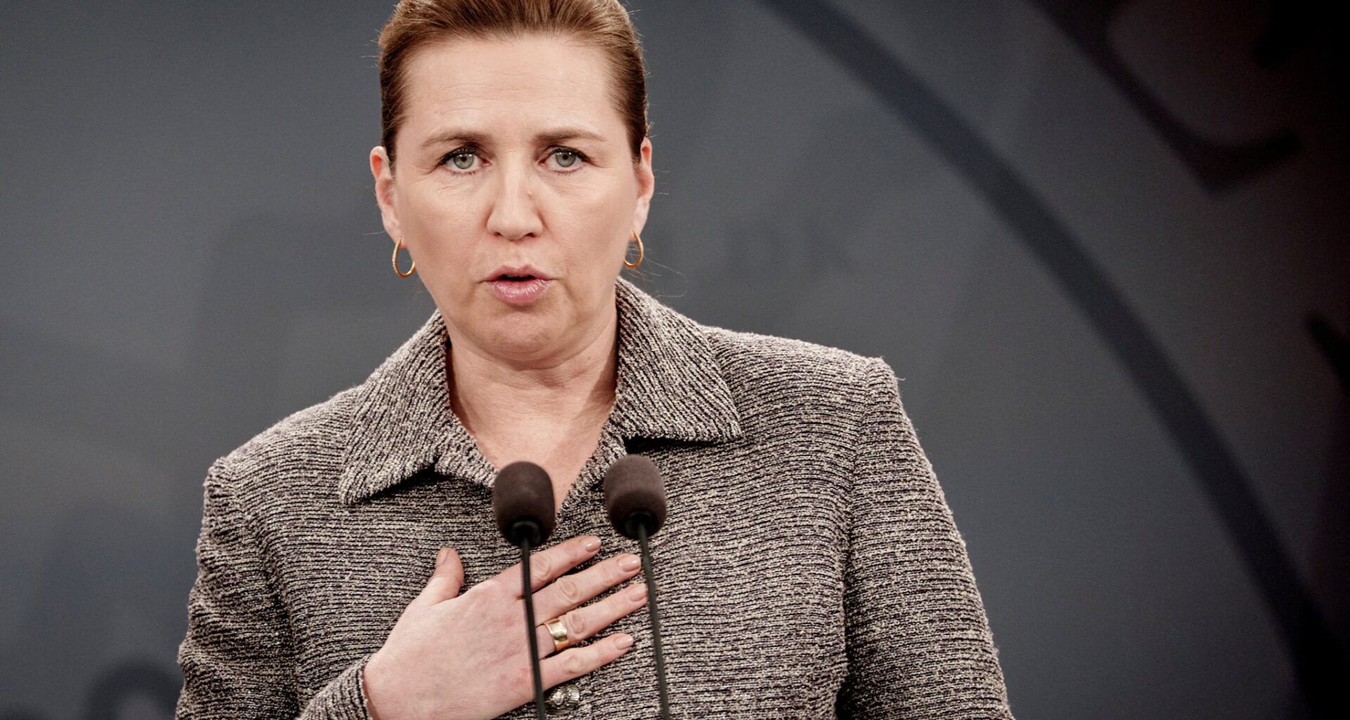 Mette Frederiksen under en pressekonferanse tidligere denne uken.
