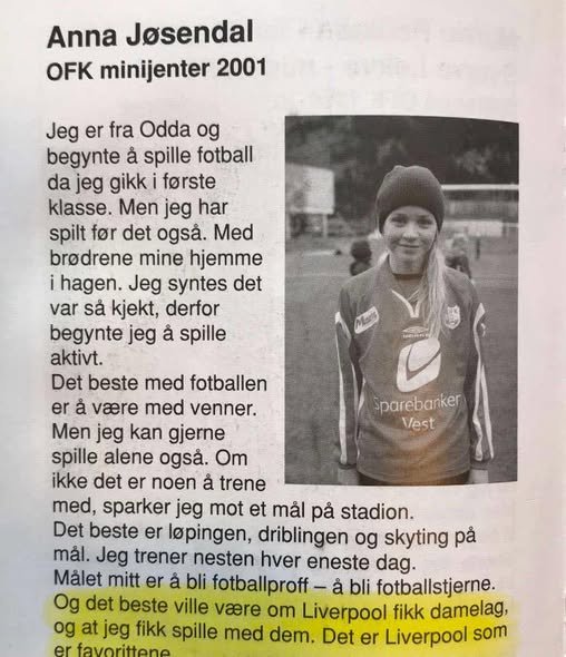 Et bilde av Anna Jøsendal avisklipp