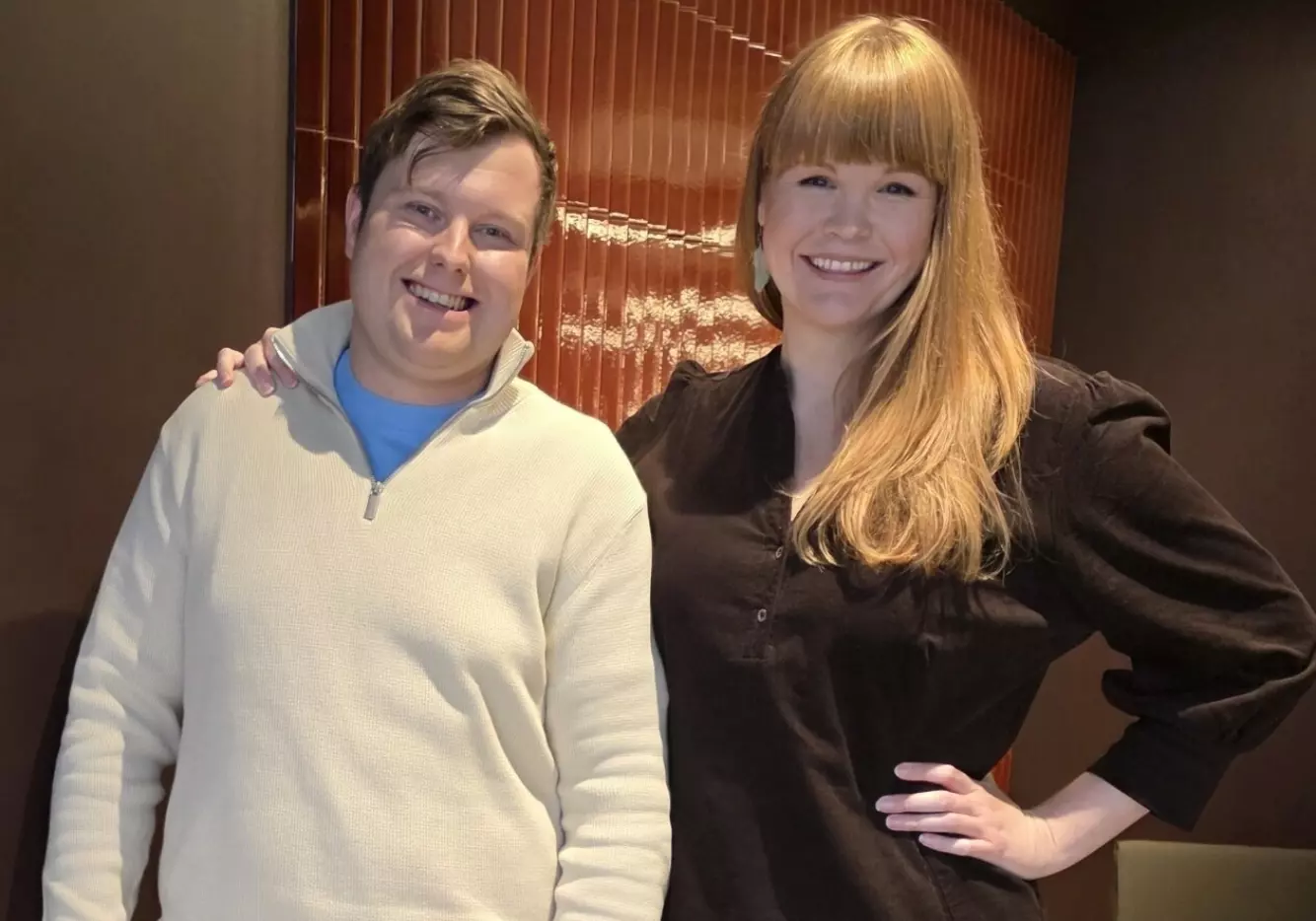 PROFF-HJELP: Etter flere lange samtaler på nett og telefon, møttes Kristian og Susanne første gang ansikt til ansikt da de begge gjestet «God morgen Norge» i oktober i fjor. Foto: Privat