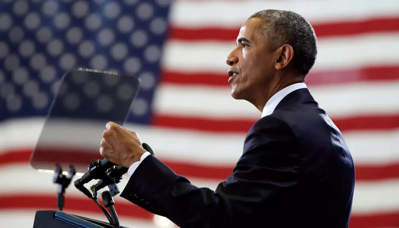 TIDLIGERE PRESIDENT: USA-ekspert, Eirik Bergesen, sier at Barack Obama fortsatt høster mye tillit i USA. Bildet av den tidligere presidenten er fra 2016. Foto: Carolyn Kaster / AP / NTB