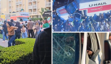 Kjører rett inn i Iran-protest i Los Angeles – demonstranter knuser vinduer og angriper sjåfør