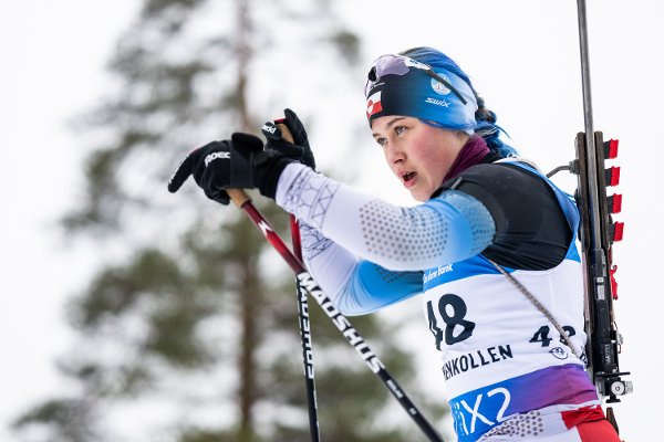 240301 Ukaleq Astri Slettemark of Greenland competes in women's 15 km individual during the IBU World Cup on March 1, 2024 in Oslo. 
Photo: Mathias Bergeld / BILDBYRÅN / kod MB / MB0880