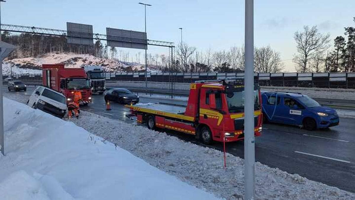 Trafikkuhell ved Håneskrysset i Kristiansand