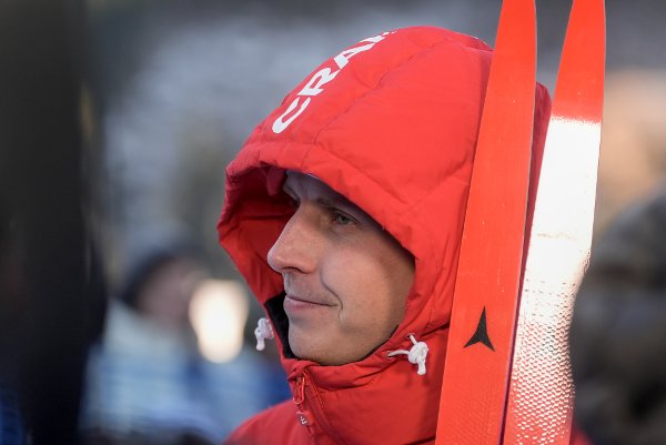Alpe Cermis, Italia 20260104. 
Simen Hegstad Krüger i målområdet etter siste etappe opp 