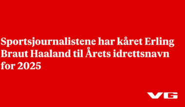Sportsjournalistene har kåret Erling Braut Haaland til Årets idrettsnavn for 2025