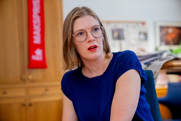 Oslo 20250910. 
Leder i Rødt, Marie Sneve Martinussen, på partikontoret i Stortinget.
Foto: Stian Lysberg Solum / NTB